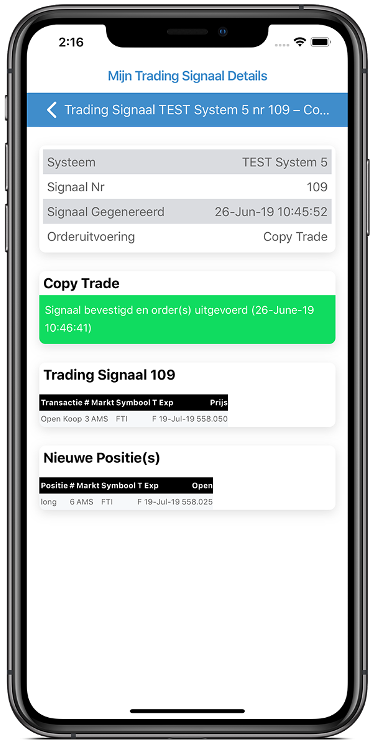 Finodex mobiele Copy Trade App
